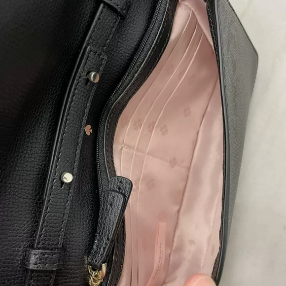 Kate Spade Syliva Flap Black Leather Chain Wallet Crossbody NWOT - Picture 10 of 11